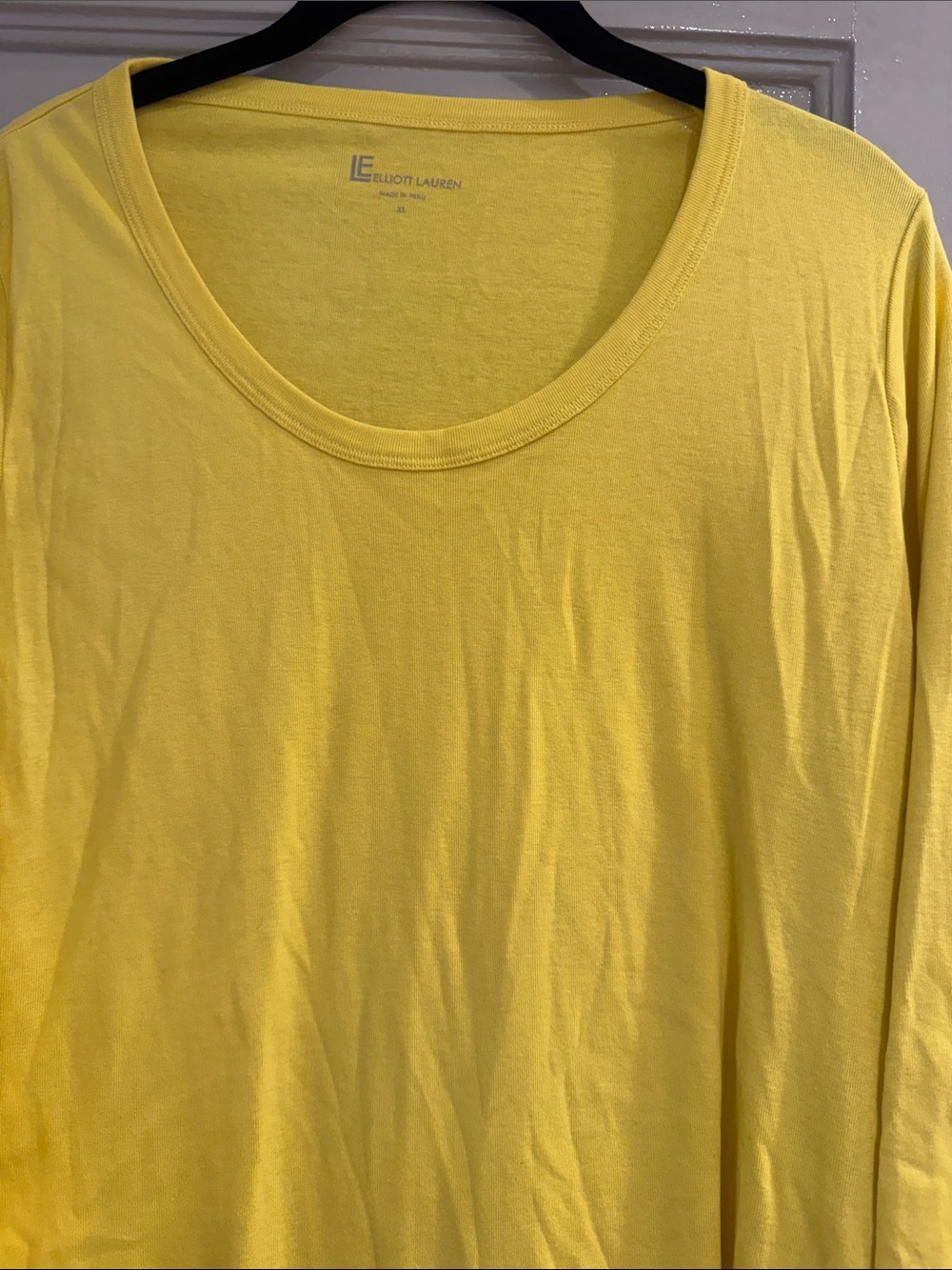 Elliott Lauren yellow 3/4 length sleeve tee  Scoop-Neck  size XL NWT